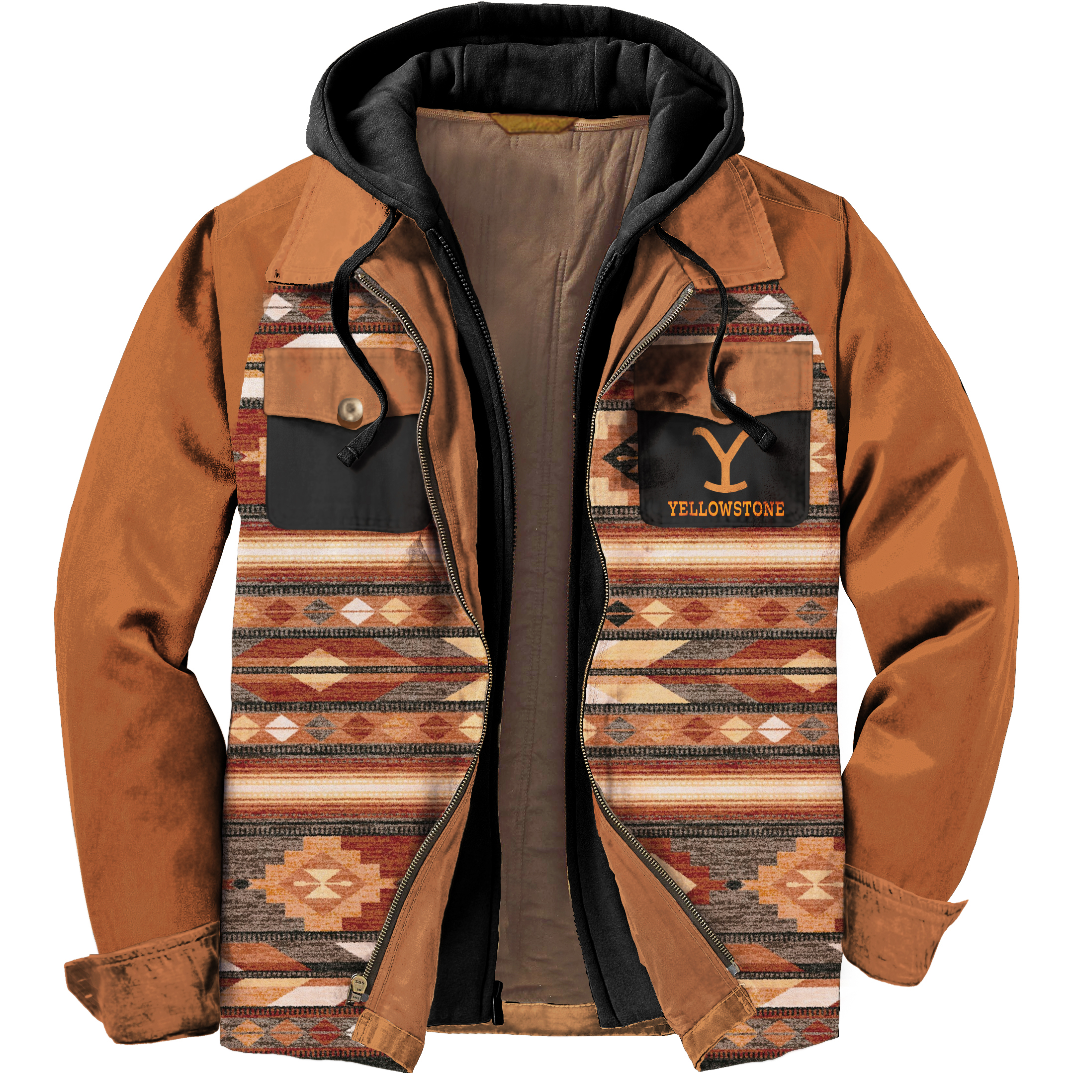 Men's Unisex Yellowstone Western Print Cowboy Hooded Jacket