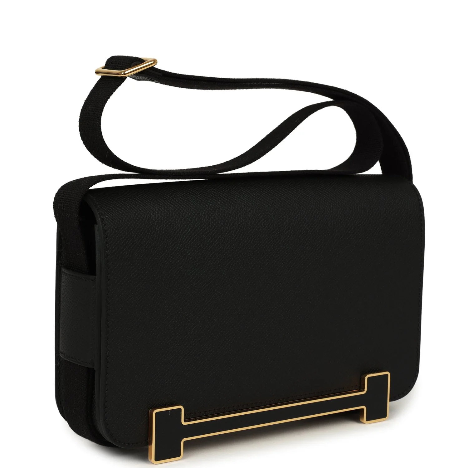 HERMÈS Geta Slim Bag Black Epsom Gold Hardware