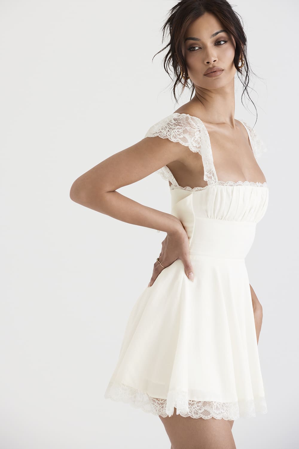 IVORY A-LINE MINI DRESS