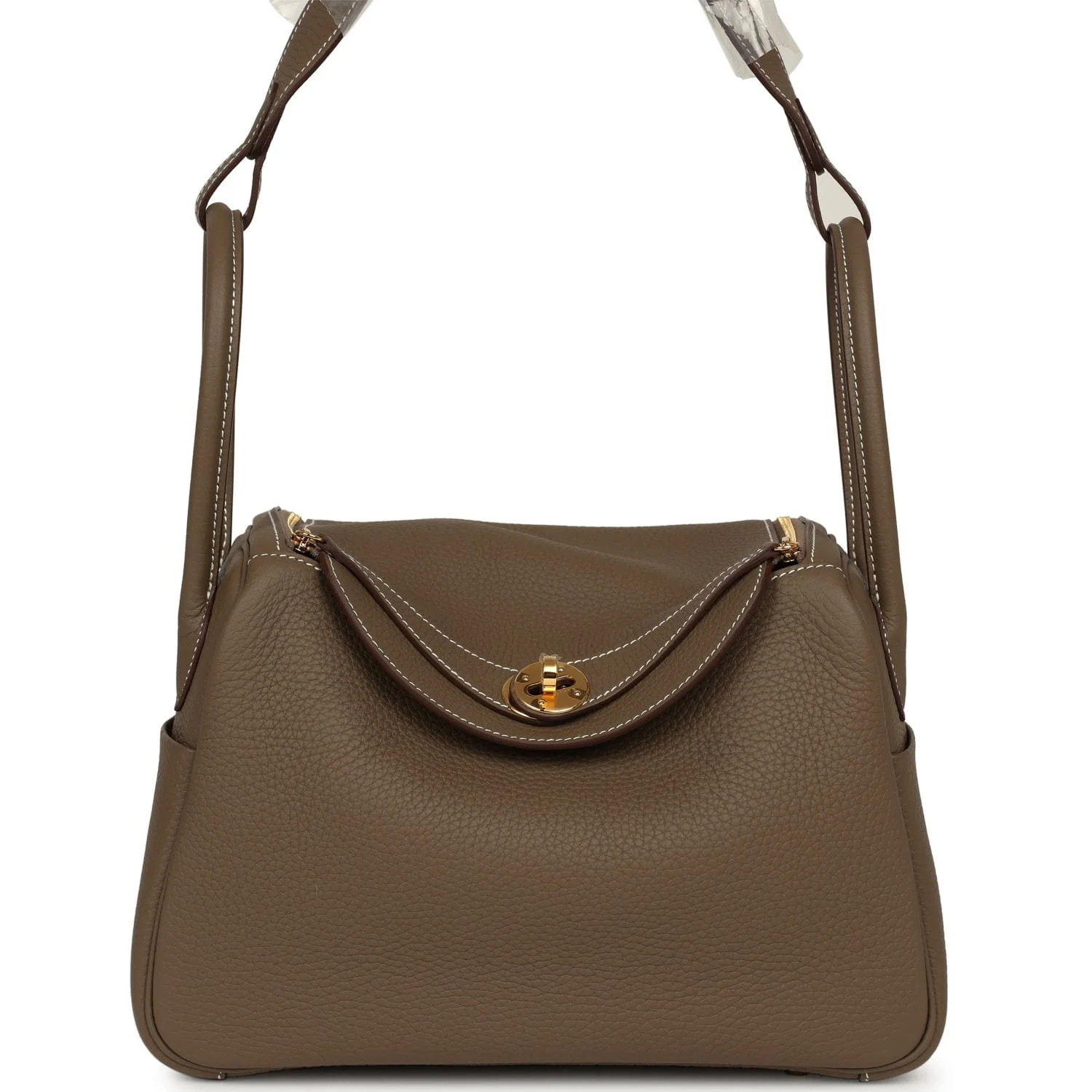 HERMÈS Lindy 26 Etoupe Clemence Gold Hardware