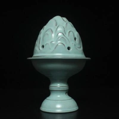 Chongning Signed Old Chinese Ru Yao Ru Kiln Incense Burner w/landscape