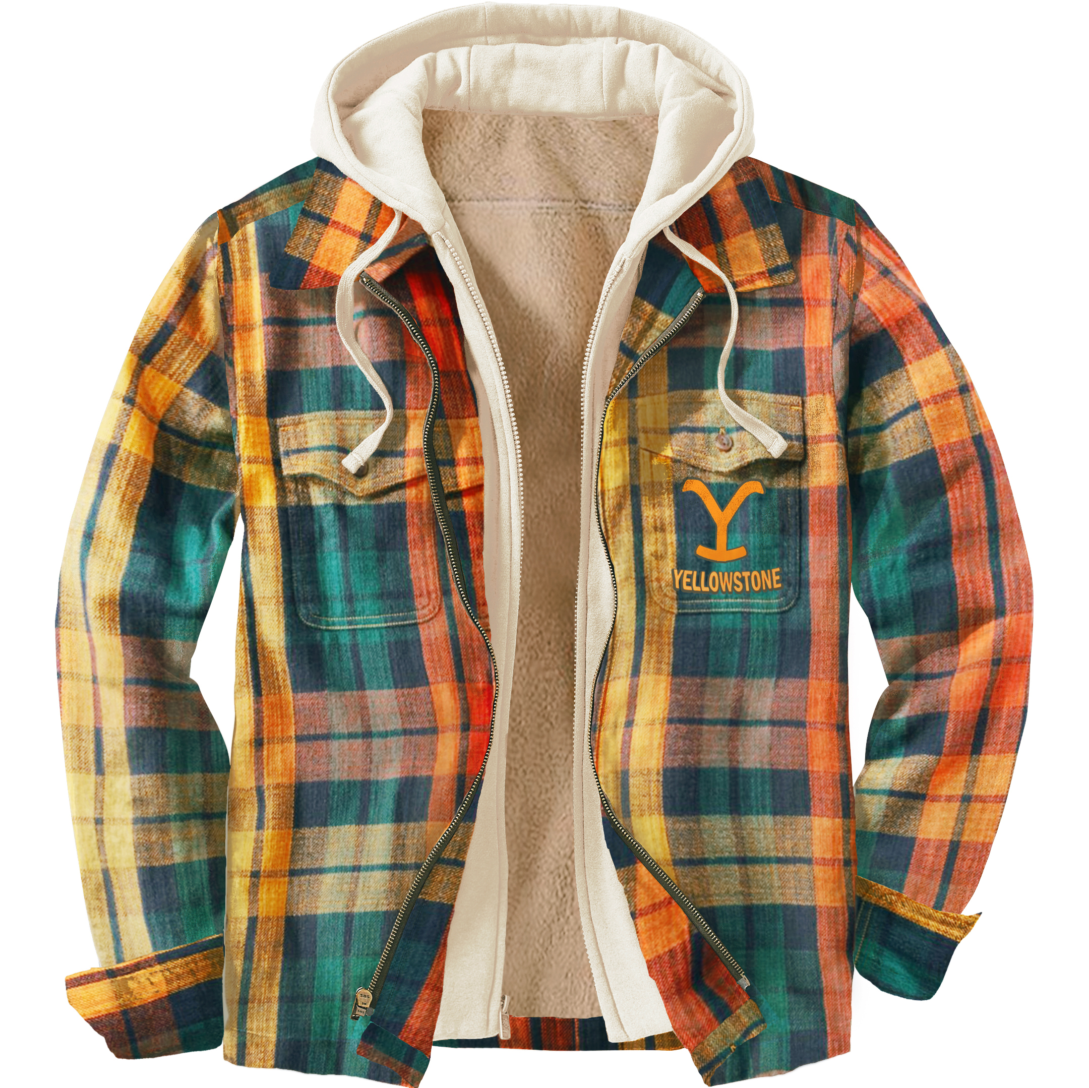 Men's Unisex Yellowstone Plaid Cowboy Shirt Hooded Jacket