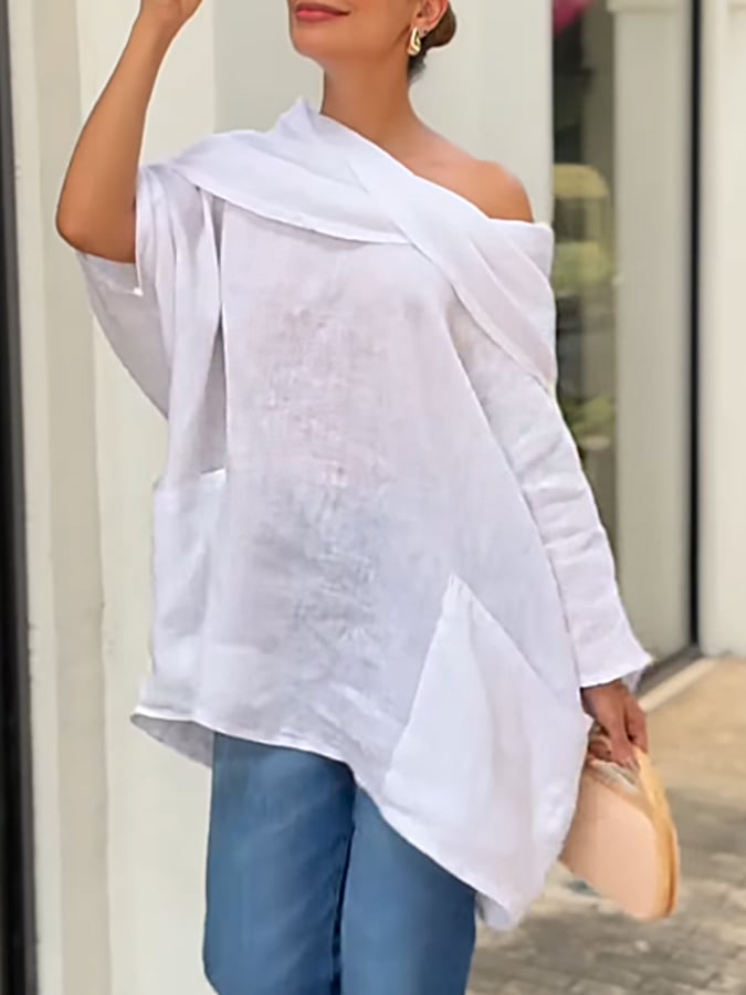 🌲🔥 Loose Linen Pocket Top