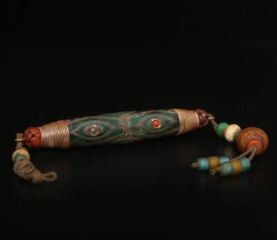 88G Old Chinese Carved Nephrite Tibet Agate Dzi Tianzhu Beads