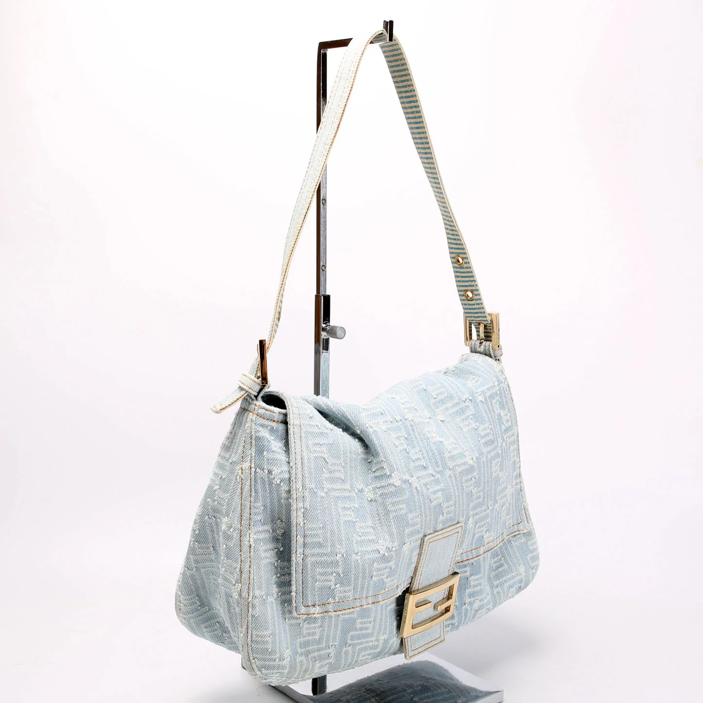 FENDI 8BR001 Zucca Denim Mama Baguette Denim
