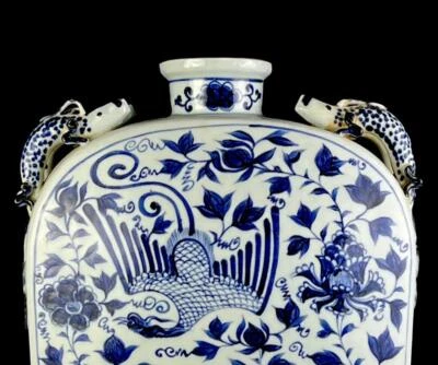 40CM Old Chinese Blue & White Porcelain Vase w/dragon CK514