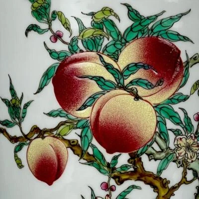 Yongzheng Signed Old Chinese Famille Rose Brush Pot W/peach CK418