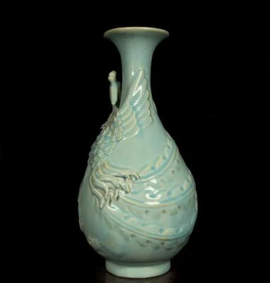 32.5CM Old Chinese Ru Yao Ru Kiln Vase w/phoenix CK550
