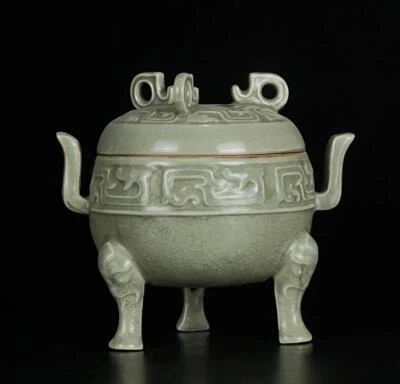 Old Chinese Ru Yao Ru Kiln Incense Burner w/dragon N639