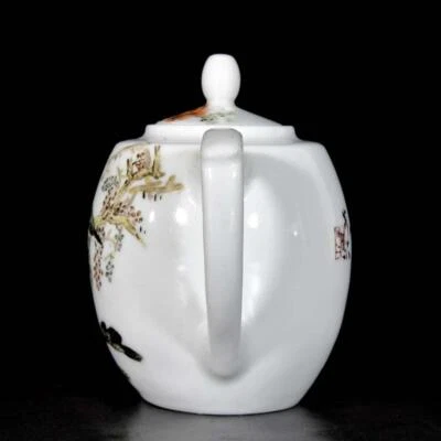 Bi Botao Signed Old Chinese Famille Rose Teapot W/bird N3256