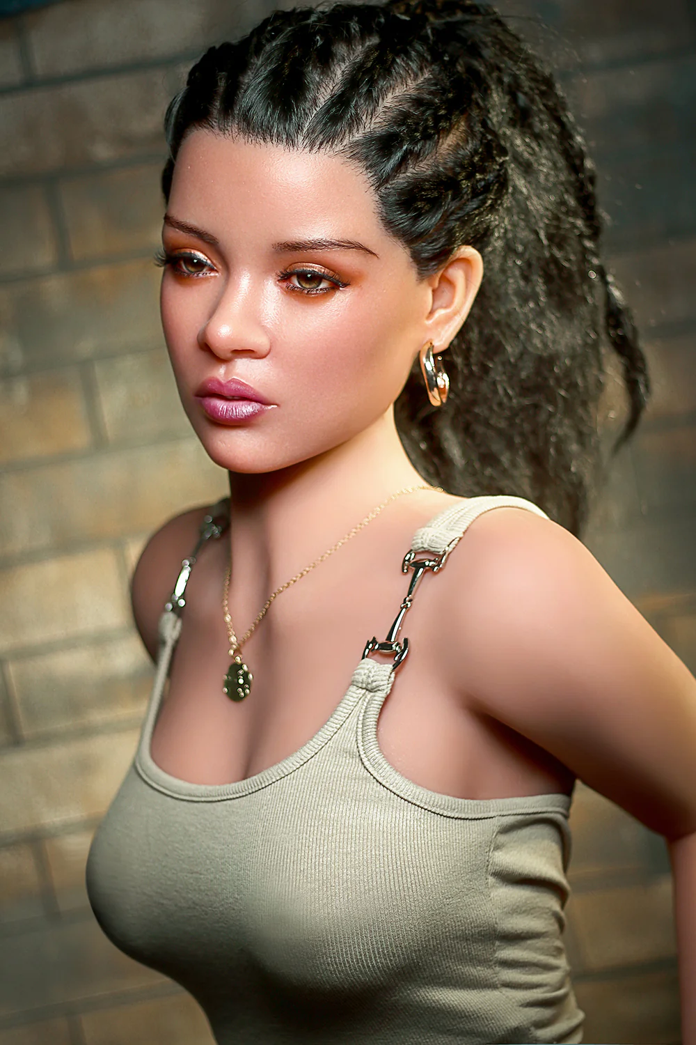 US Stock - Athena 5ft45 / 166cm #S13 Silicone Head + TPE Body Curvy Ebony Celebrity Sex Doll For Men