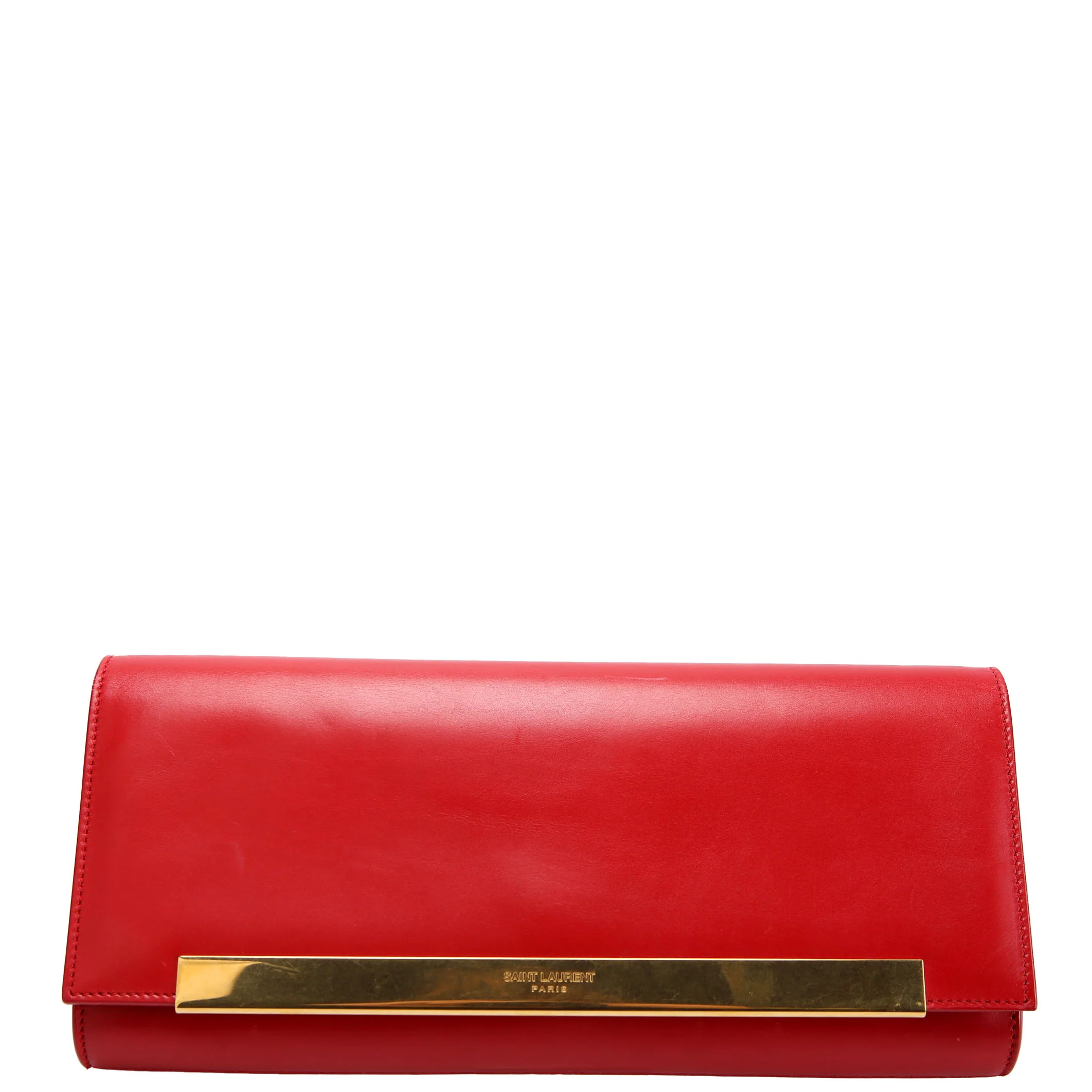 SAINT LAURENT 324826 Lutetia Flap Clutch Calfskin Red
