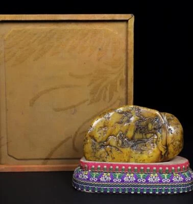 464G Old Chinese Shoushan Stone Seal Stamp Statue w/figure N989