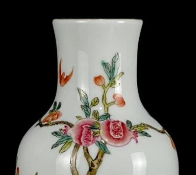 Yongzheng Signed Old Chinese Famille Rose Vase W/pomegranate CK308