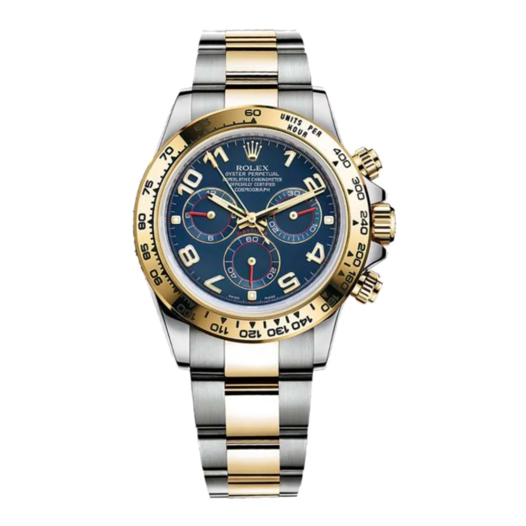 Rolex Daytona Steel Yellow Gold Blue Racing Dial Mens Watch 116523