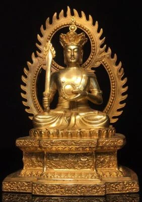 22CM Old Chinese Bronze Gilding Statue Buddha CK412