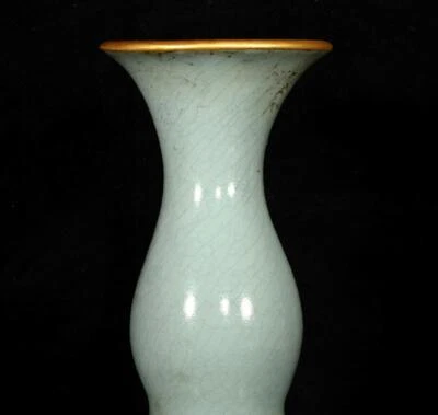 27CM Qinglongsi Signed Old Chinese Ru Yao Ru Kiln Vase w/dragon N2961