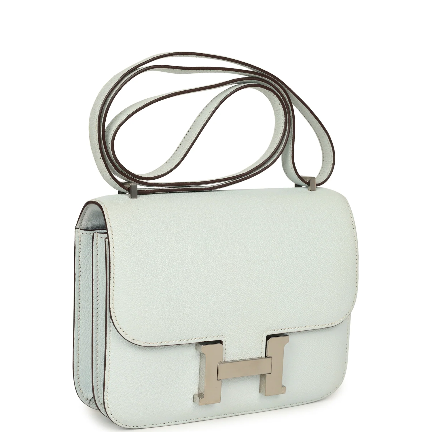HERMÈS Constance 18 Bleu Brume Chevre Mysore Palladium Hardware