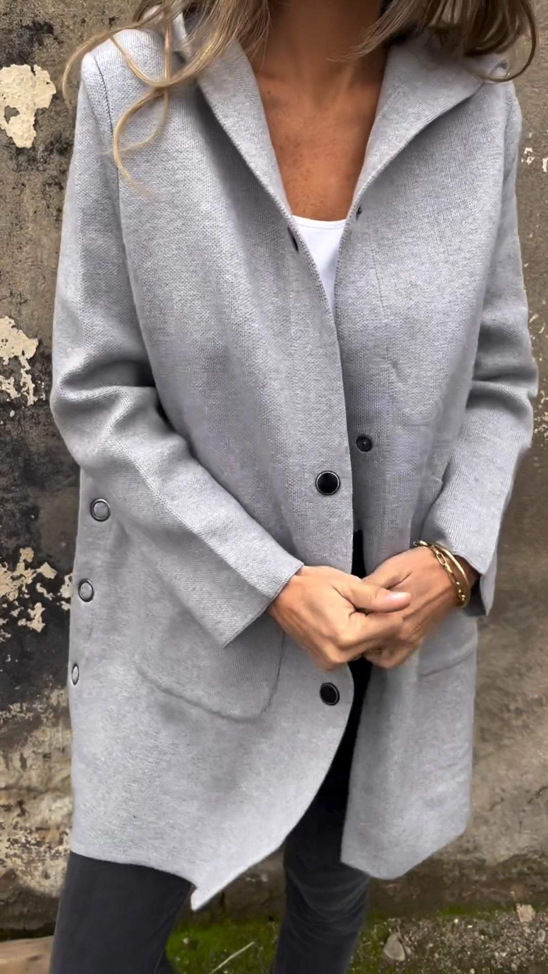 🌲 SALE🔥Women's Hooded Long-sleeved Side Button Design Casual Jacket