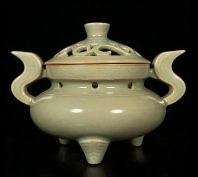 Old Chinese Yue Yao Yue Kiln Incense Burner w/ear Q1148