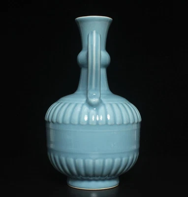 31.5CM Kangxi Signed Old Chinese Blue Glaze Flower Pot Vase