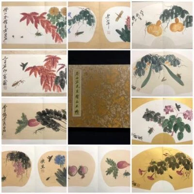 Qi Baishi Signed Chinese Hand Painted Calligraphy Scroll w/flower N2744