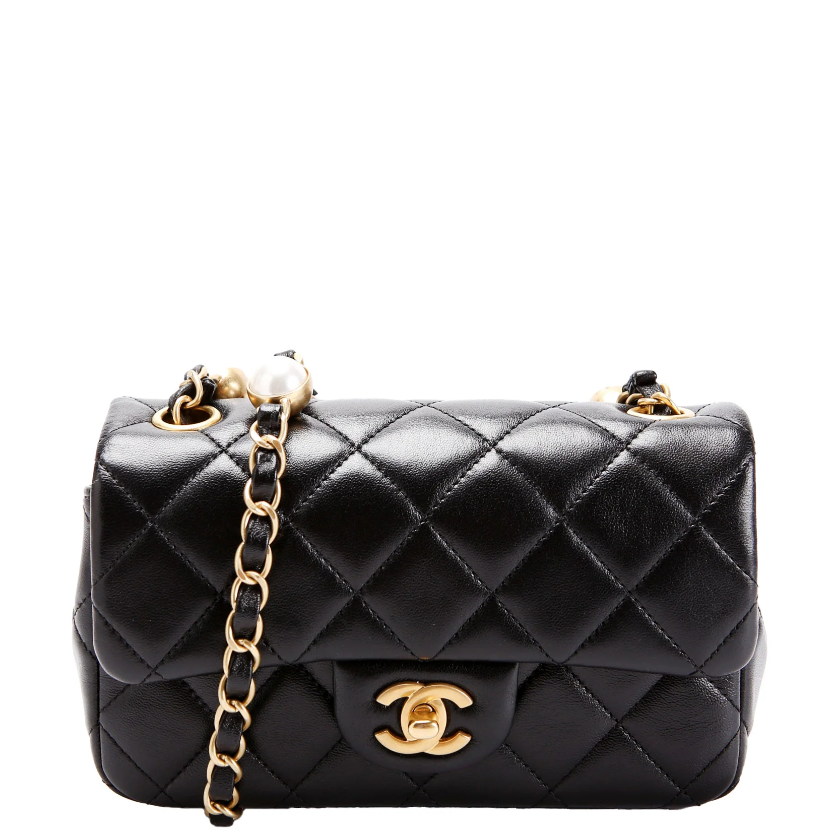 CHANEL My Precious Pearls Mini Flap Lambskin RFID Black