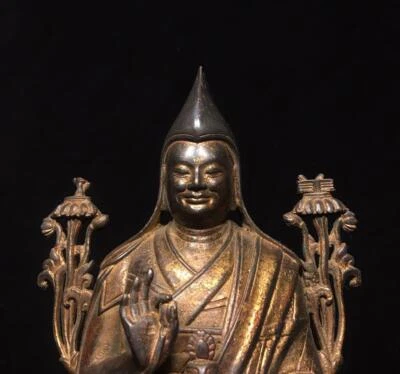 25CM Old Chinese Bronze Gilding Statue Buddha CK402