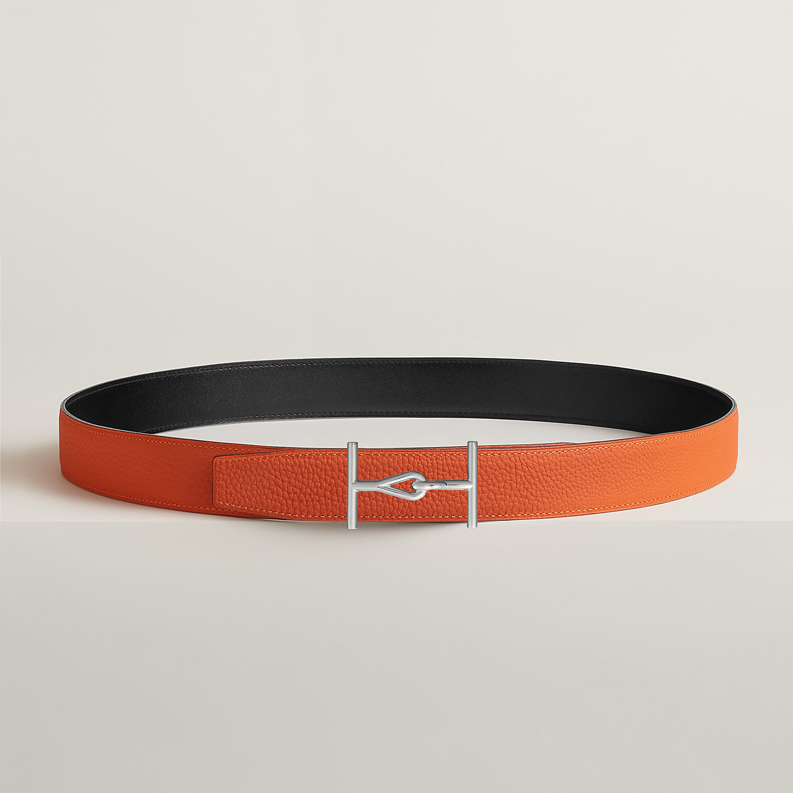 Jumbo belt buckle & Reversible leather strap 32 mm
