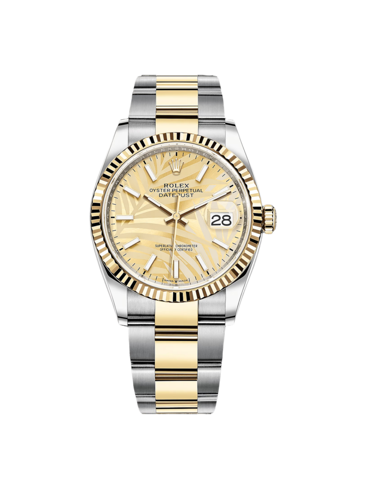 RLX  Datejust 36mm 126233 Golden Palm Motif Dial Jubilee Bracelet Watch