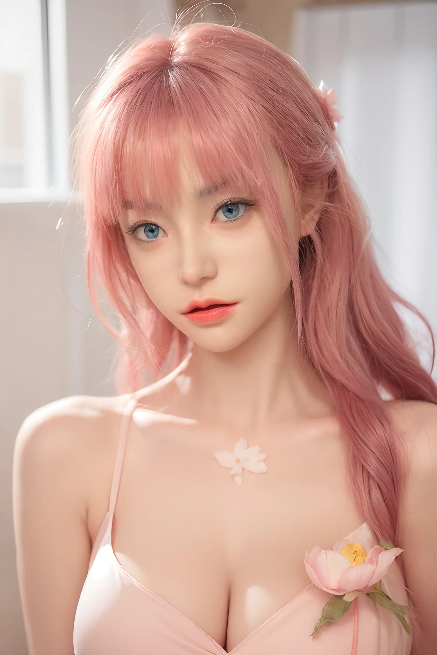 Sherry 5ft38/ 164cm M5 Movable Jaw ROS Silicone Head Real-life Cute Girl Sex Doll For Blowjob