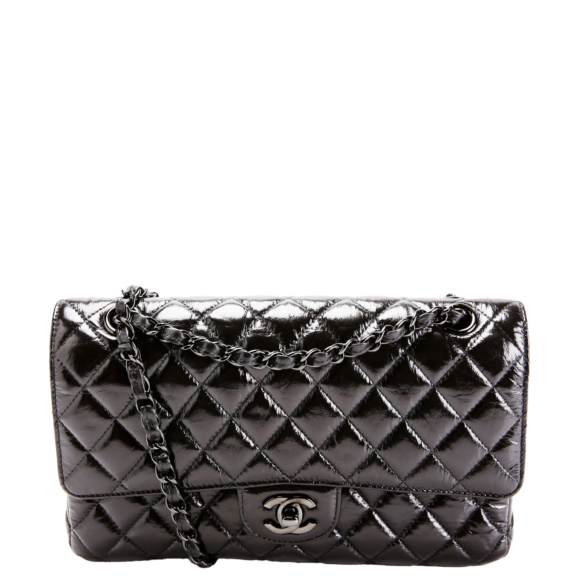 CHANEL Classic Flap Medium Crumpled Calfskin 29M Black