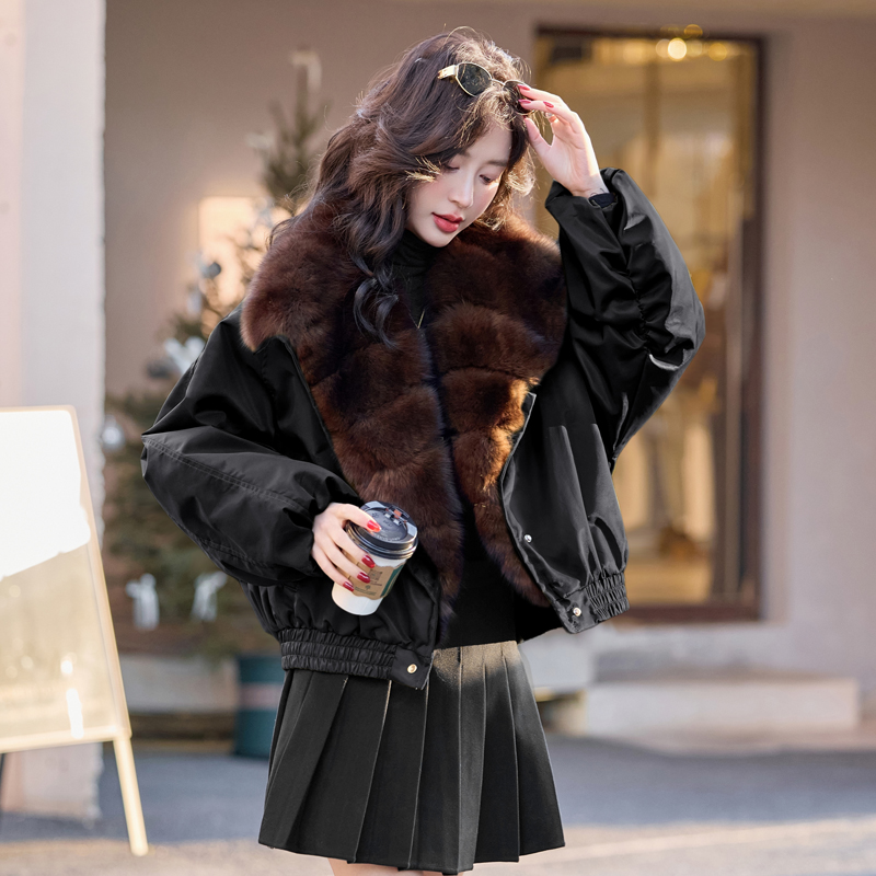 Winter fox fur goose large fur collar down coat