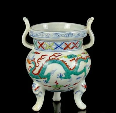 Yongle Signed Old Chinese Doucai Incense Burner W/dragon CK478