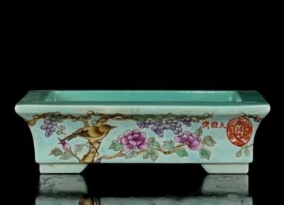 Dayazhai Signed Old Chinese Famille Rose Flower Pot W/bird N1024