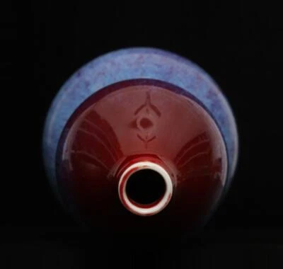 24CM Qianlong Signed Old Chinese Jun Yao Jun Kiln Gourd Vase