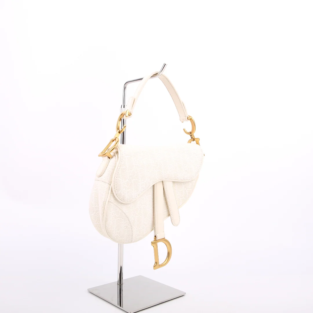 DIOR Mini Saddle Bag Oblique White