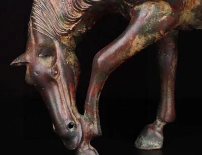 42CM Old Chinese Bronze Gilding Statue w/horse N1754