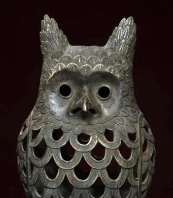 36CM Qianlong Signed Old Chinese Bronze Incense Burner w/owl N2928