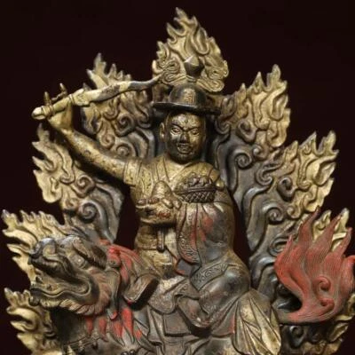 35CM Old Chinese Bronze Statue w/ Buddha N2909