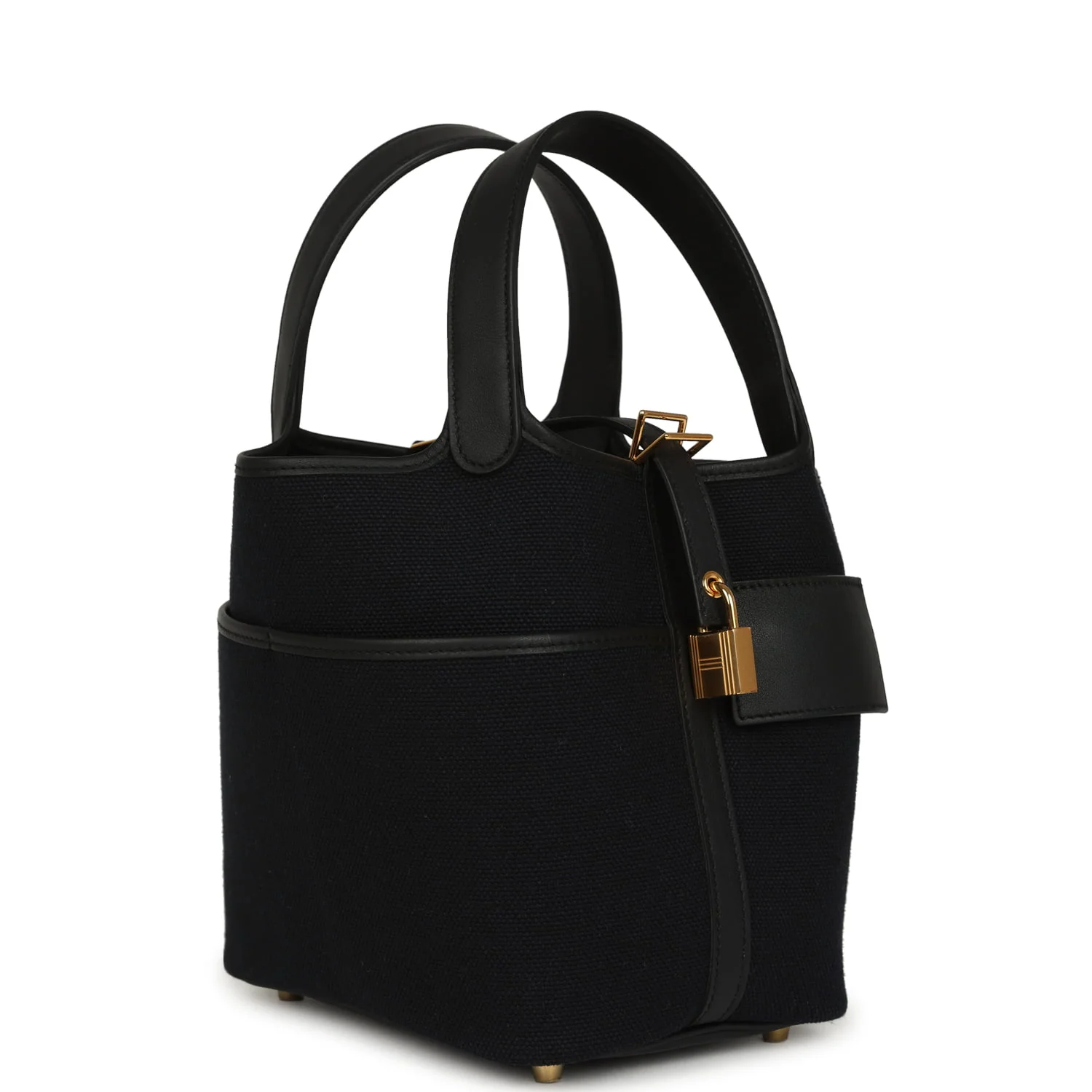 HERMÈS Picotin Cargo 18 Black Toile Goeland And Swift Gold Hardware