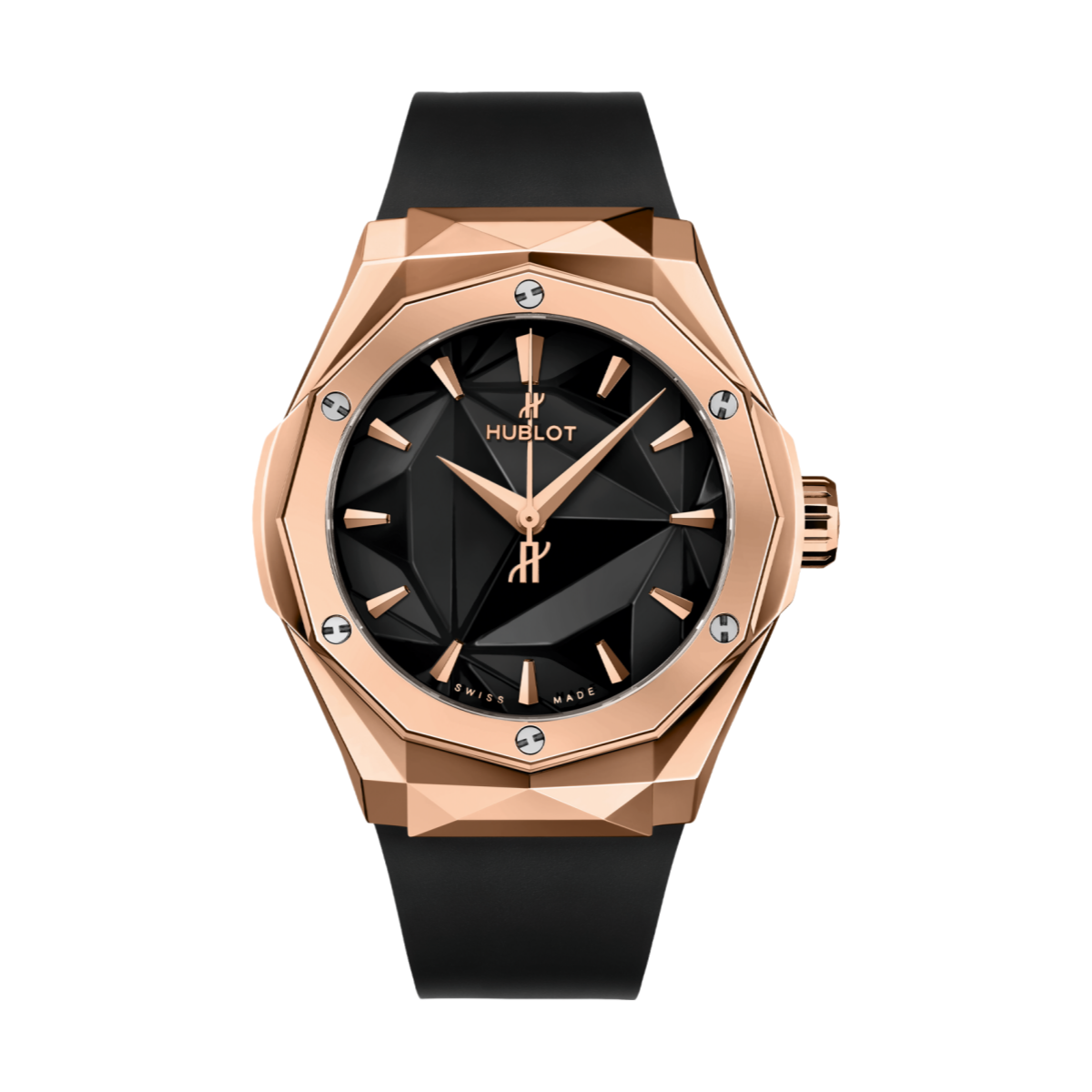 Hublot  Classic Fusion Automatic Orlinski 18K King Gold Black Dial Rubber Strap Men's Watch 40 550.OS.1800.RX.ORL19