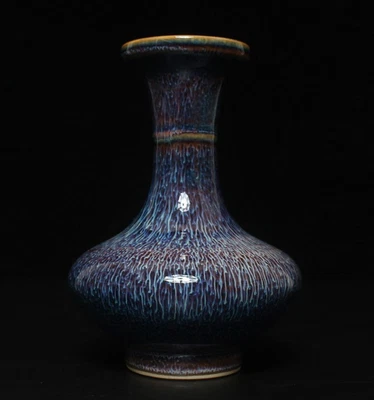 16CM Tianqi Signed Old Chinese Blue Glaze Yaobian Glaze Vase