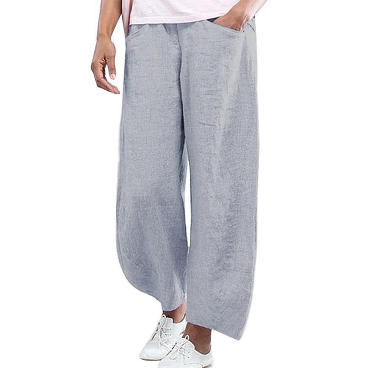 Cotton-Linen Daily Pocket Cropped Pants