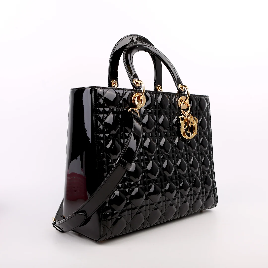 DIOR Lady Dior Large Patent Black