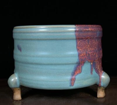 Old Chinese Song Jun Yao Jun Kiln Incense Burner w/feet CK273