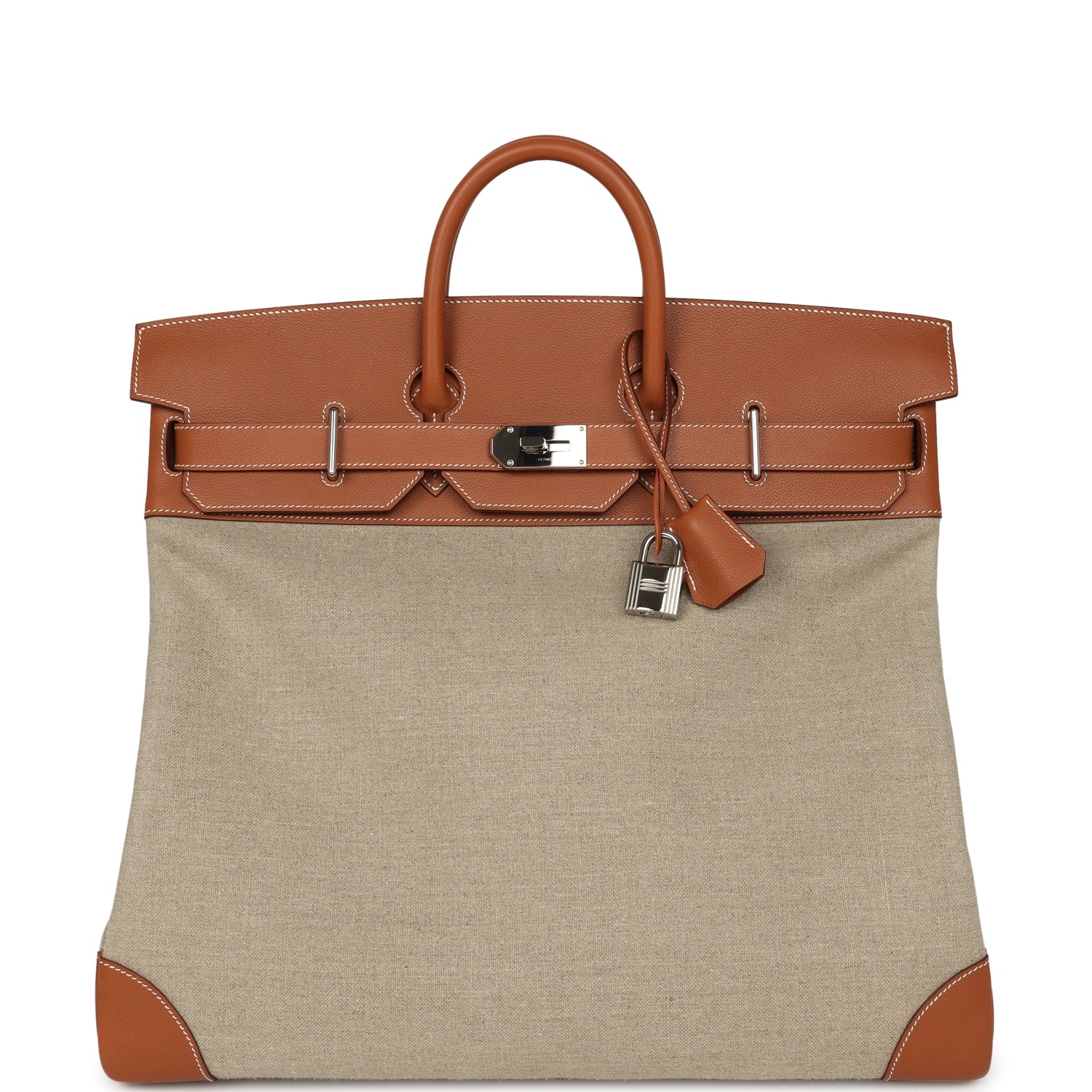 HERMÈS Birkin HAC 50 Gold Evercolor, Toile De Camp Palladium Hardware