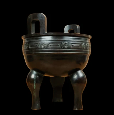 Xuande Signed Old Chinese Red Copper Handmade Incense Burner w/ear N3781