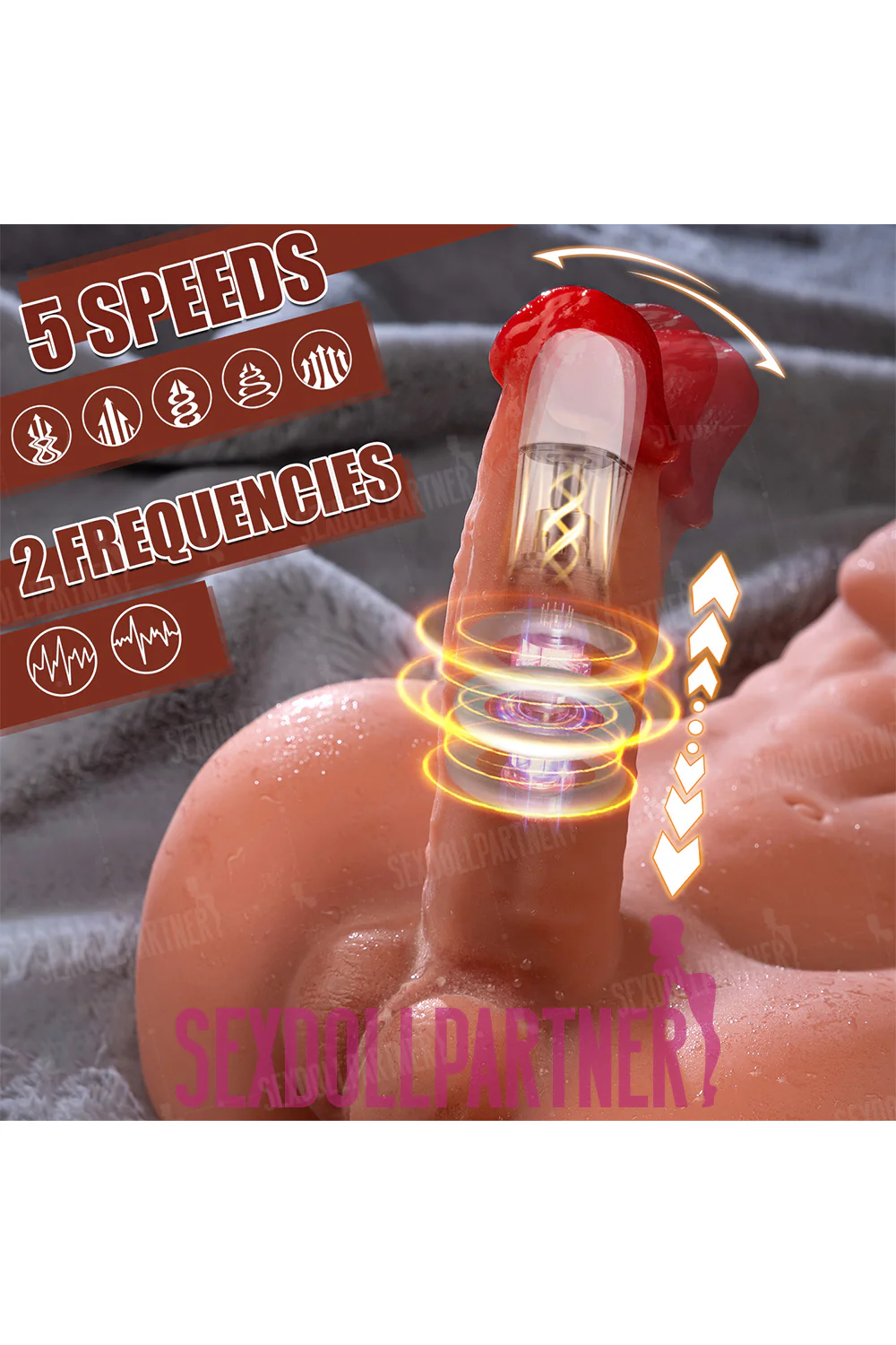 US Stock - SQ-MA30032 TPE Primum Full Size Torso Sex Doll With Auto-thrusting Big Dildo