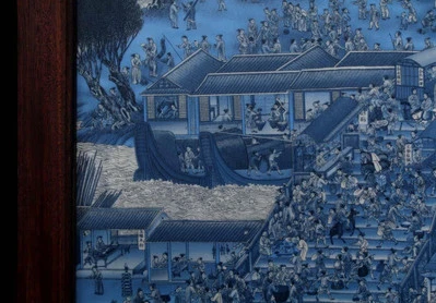 Hongzhi Signed Chinese Blue&White Porcelain Plate w/ landscape